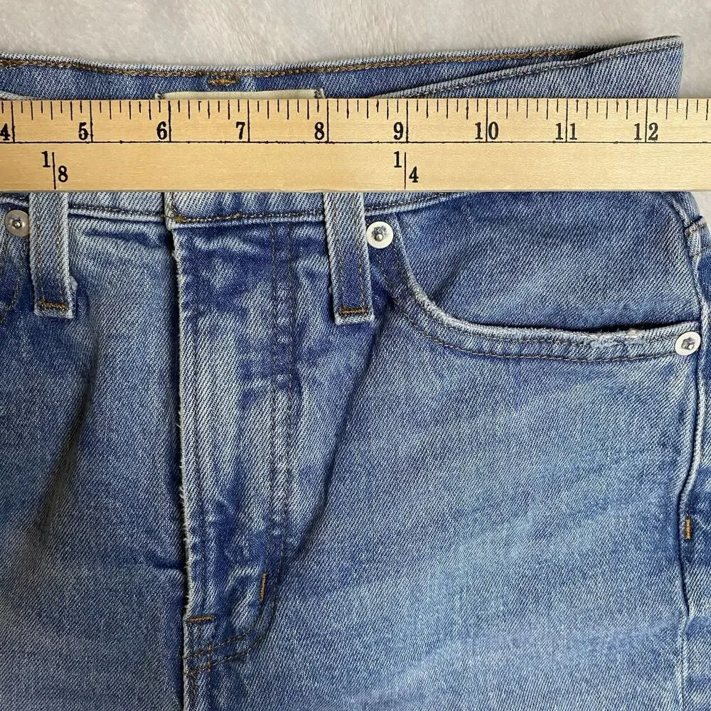 Madewell Perfect Vintage Wide-Leg Crop Jeans Womens 24 Blue Raw Hem High Rise